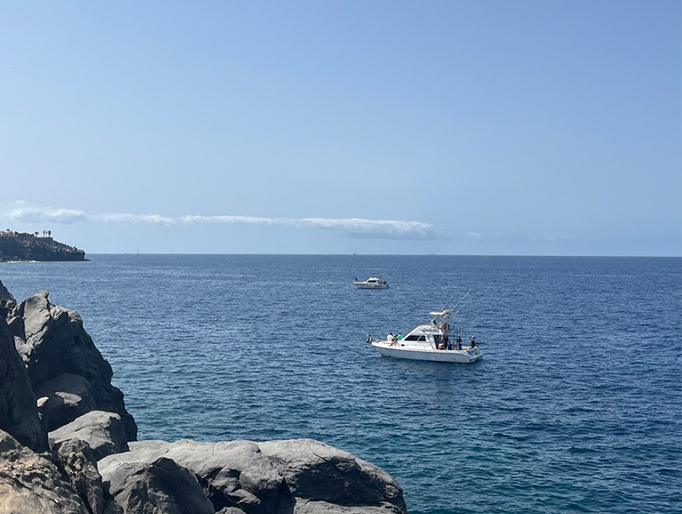 Barco realizando un tour por la costa de Tenerife